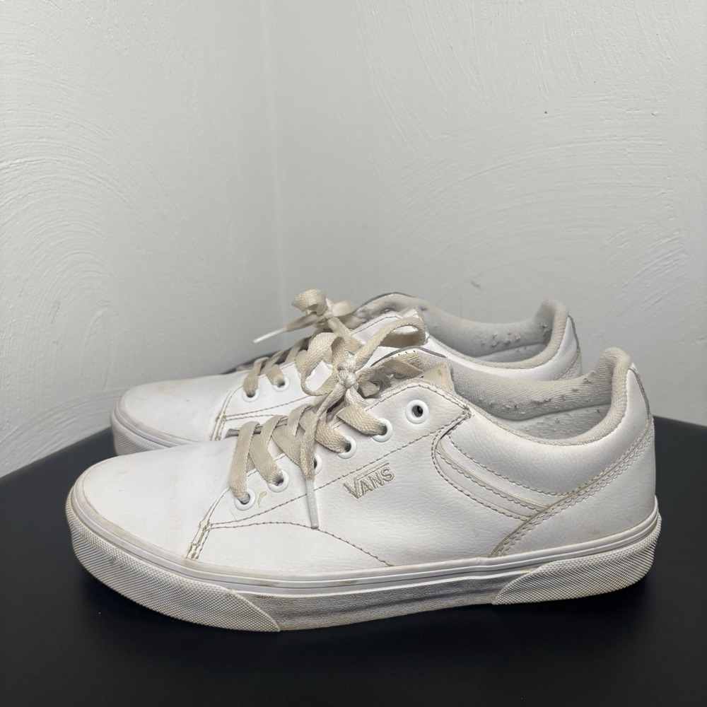 Vans Women's Size 10 Seldan White Leather‎ Casual Skate Shoes Sneakers 500714